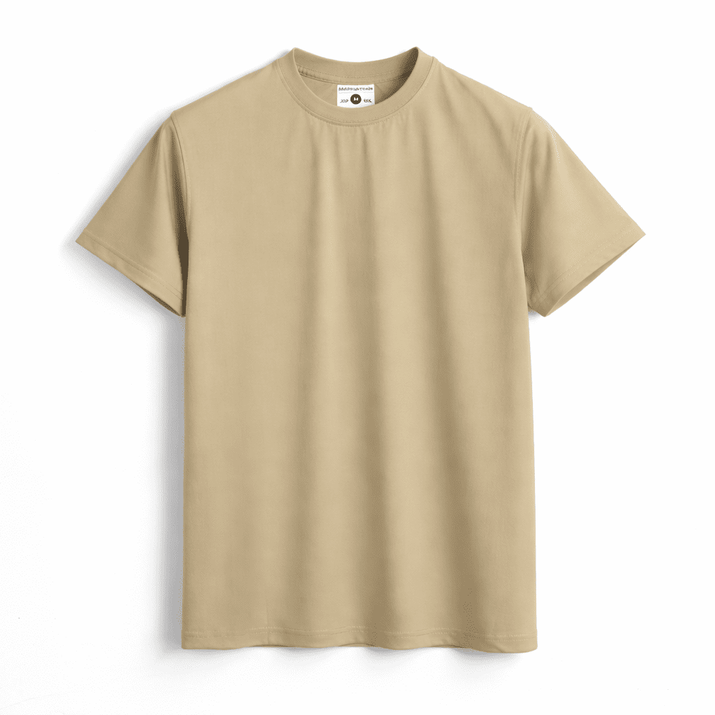 Beige T-shirt on white background